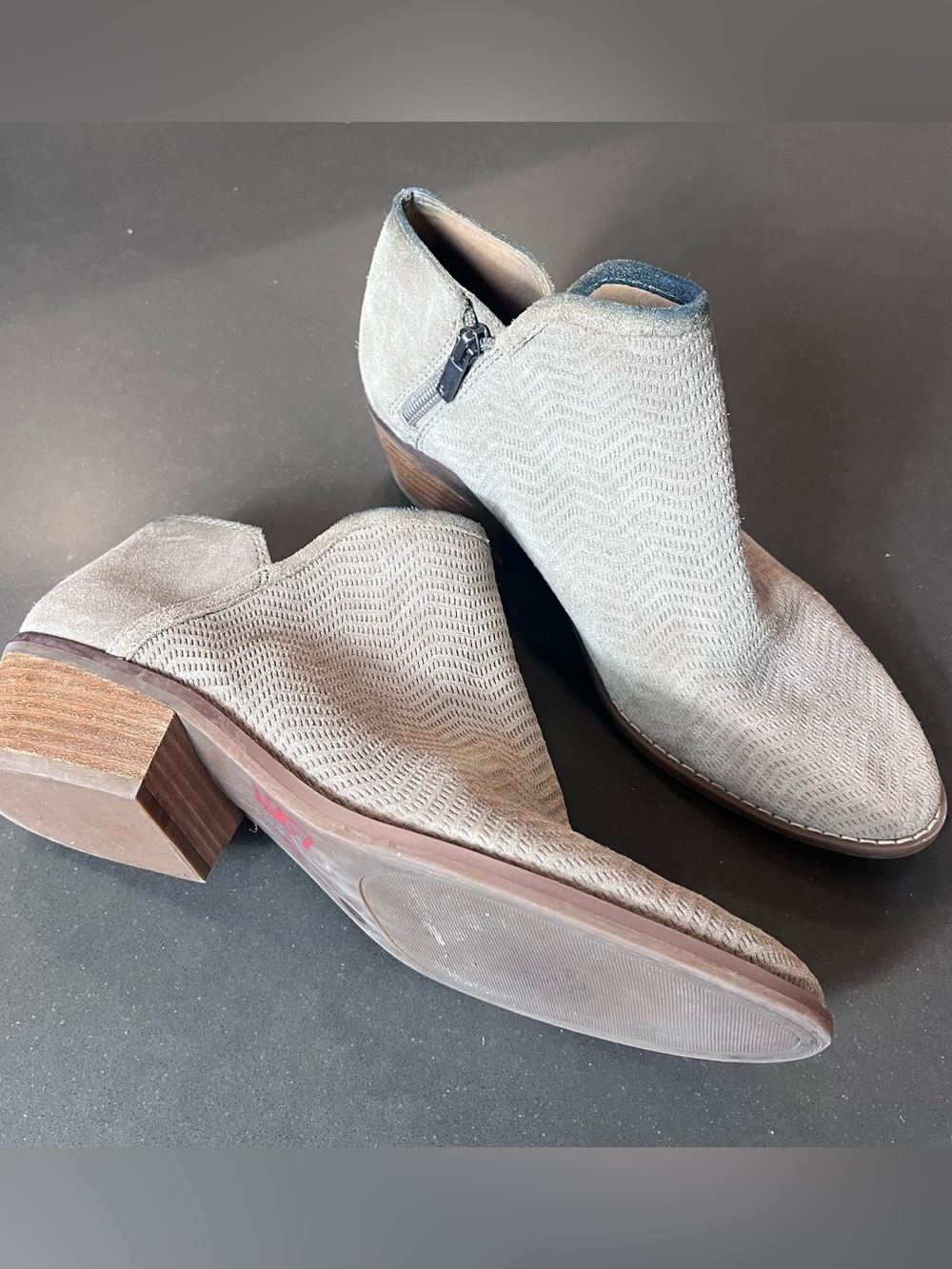 Lucky Brand Farel Suede Ankle Booties Tan Beige Size 10 Heeled